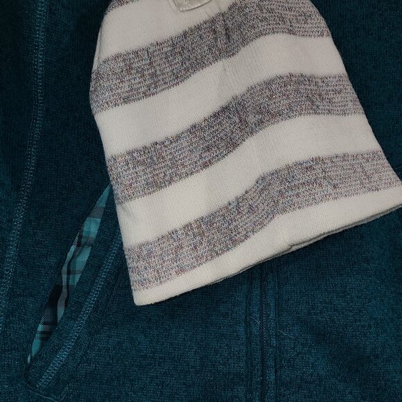 Womens teal North Face Fleece zipup Jacket Size M & North Face Beanie - Picture 2 of 7
